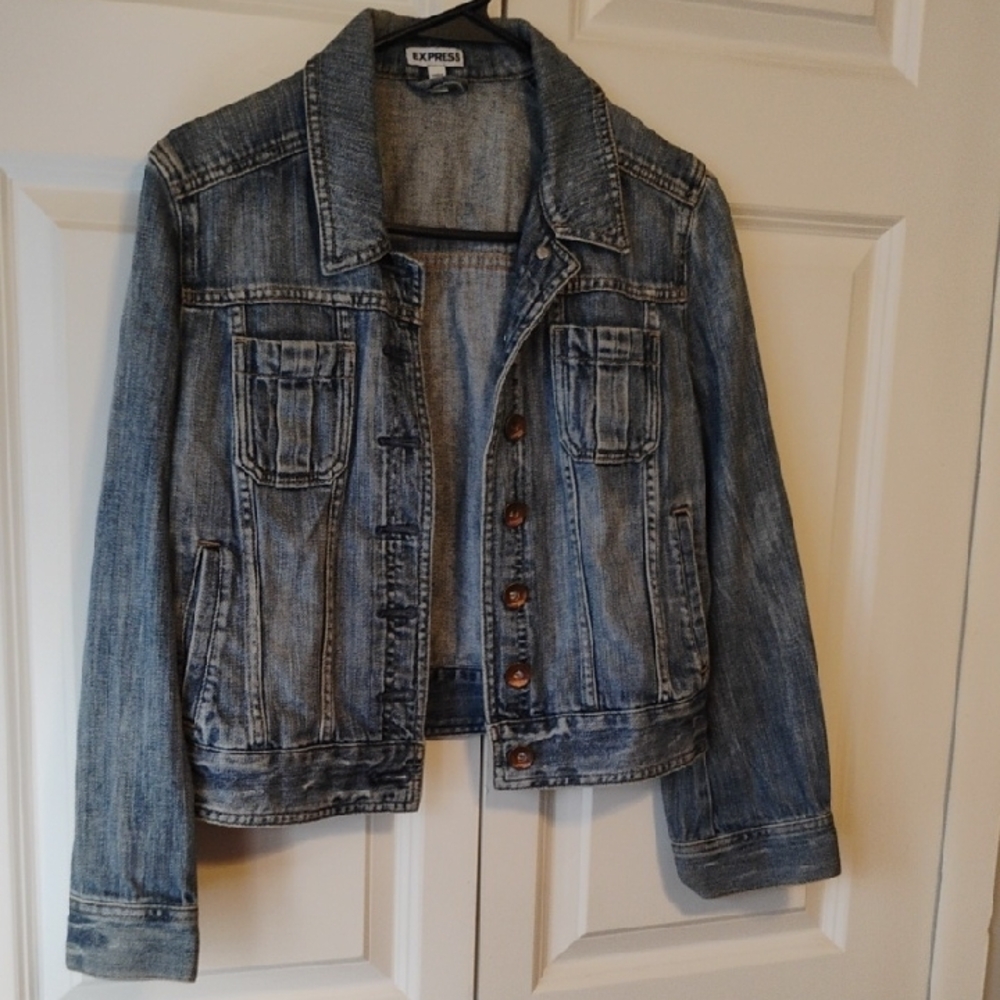 Express Blue Jean Jacket Cropped Timeless Design
